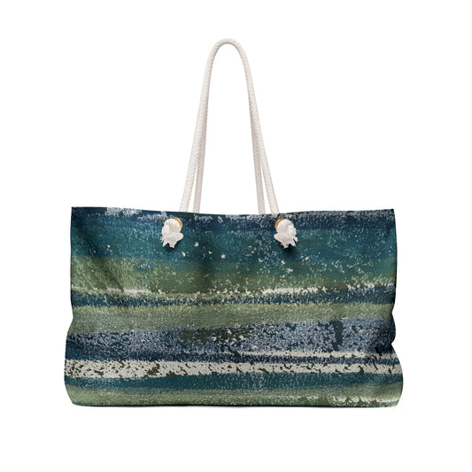 The Weekender Bag, Rustic Stripe - Beachglass