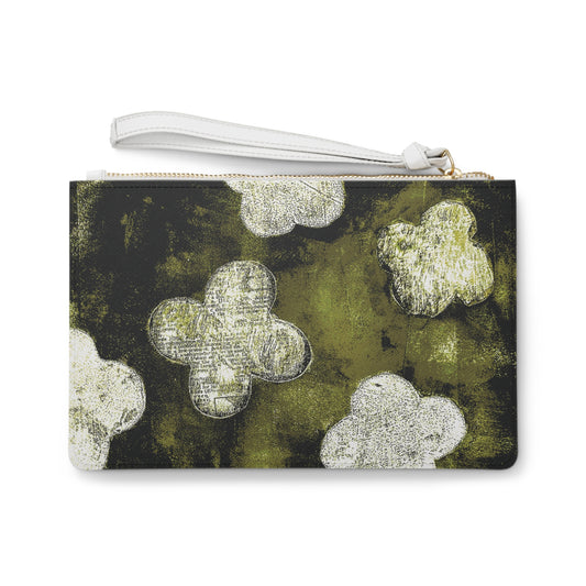 The Vegan Leather Clutch - Bloom, Peridot