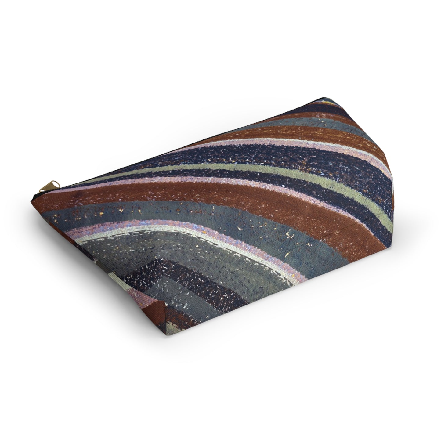 The Accessory Pouch - Rustic Stripe, Rust and Steel