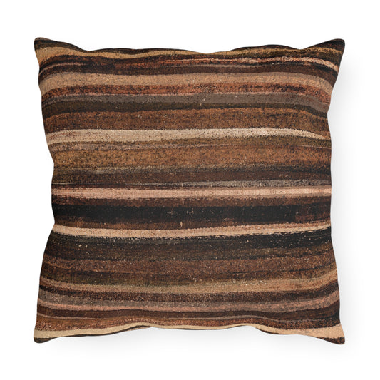 The Outdoor Pillow - Rustic Stripe, Sepia