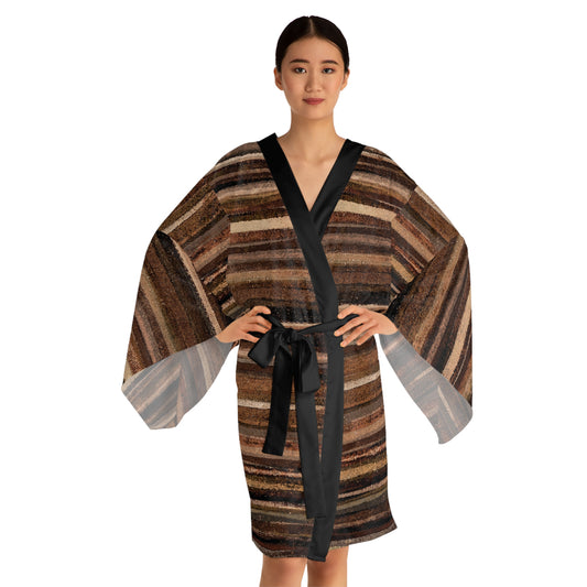 The Chroma Kimono - Rustic Stripe, Sepia