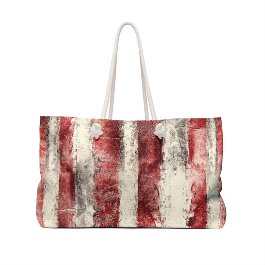 The Weekender Bag - Rustic Stripe, Sangria