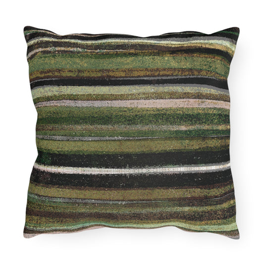 The Outdoor Pillow - Rustic Stripe, Camper Green