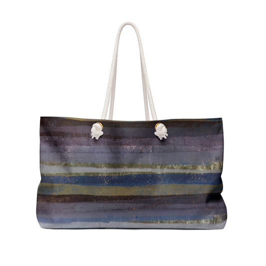 The Weekender Bag - Rustic Stripe, Purple Mountains