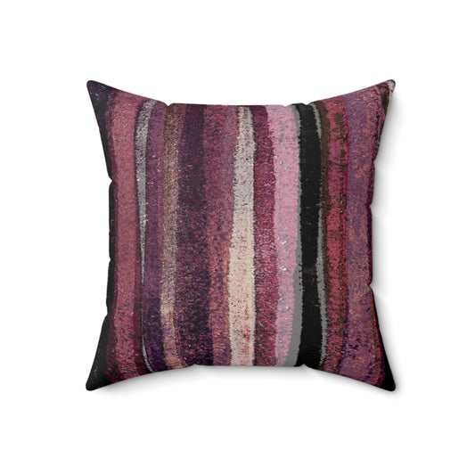 The Faux Suede Pillow - Rustic Stripe, Blackberry