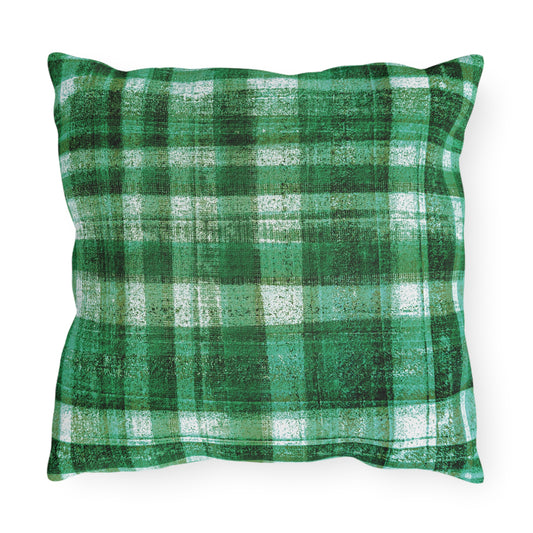 The Outdoor Pillow - Rustic Plaid, Grass