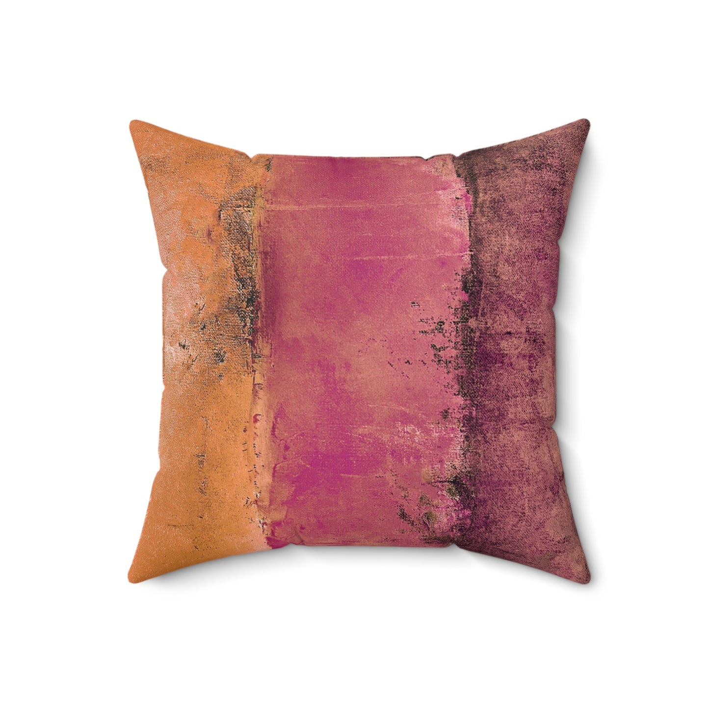 Faux Suede Pillow - Rustic Stripe, Cactus Flower