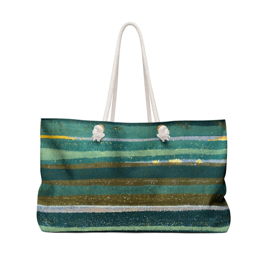 The Weekender Bag - Rustic Stripe, Jade
