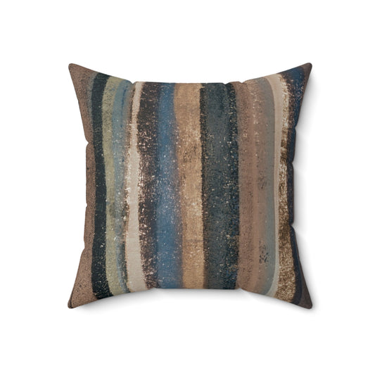 The Faux Suede Pillow - Rustic Stripe, Earth