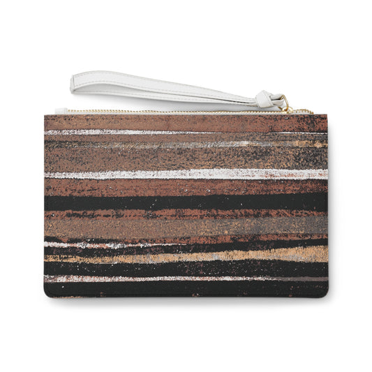 The Vegan Leather Clutch - Rustic Stripe, Copper Hills
