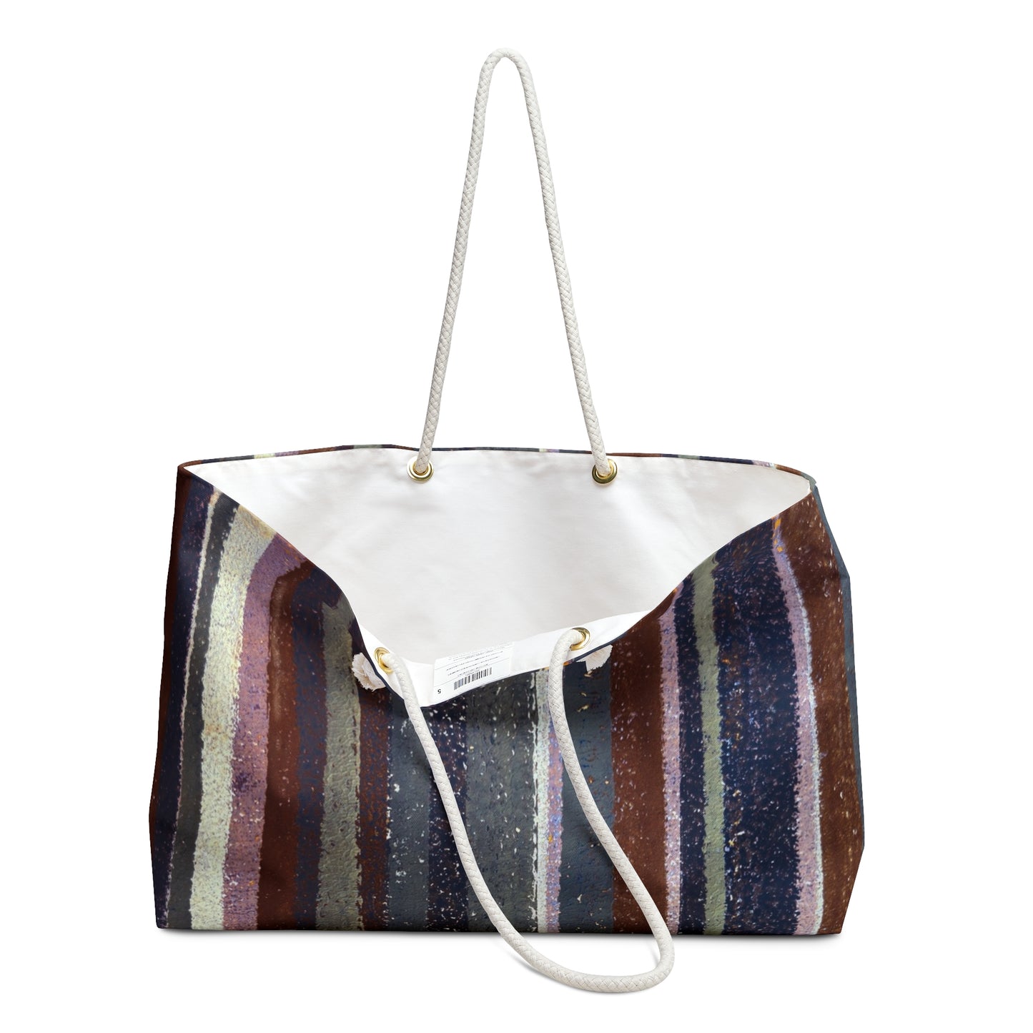 The Weekender Bag, Rustic Stripe - Rust and Steel