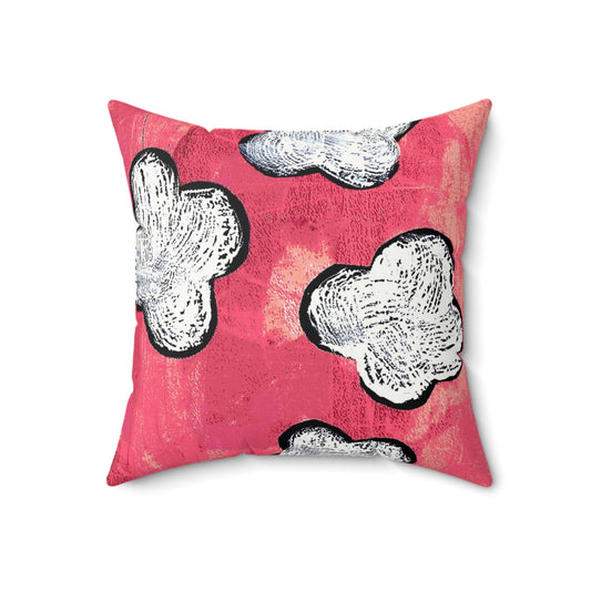 The Faux Suede Pillow - Bloom, Fuchsia