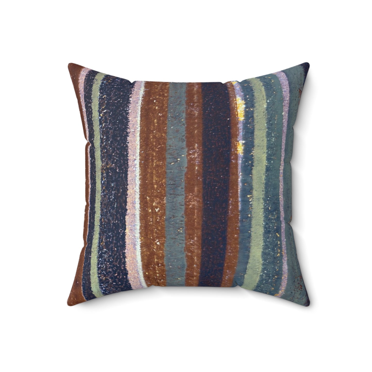 The Faux Suede Pillow - Rustic Stripe, Rust and Steel
