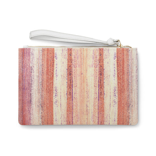 The Vegan Leather Clutch - Rustic Stripe, Nasturtium