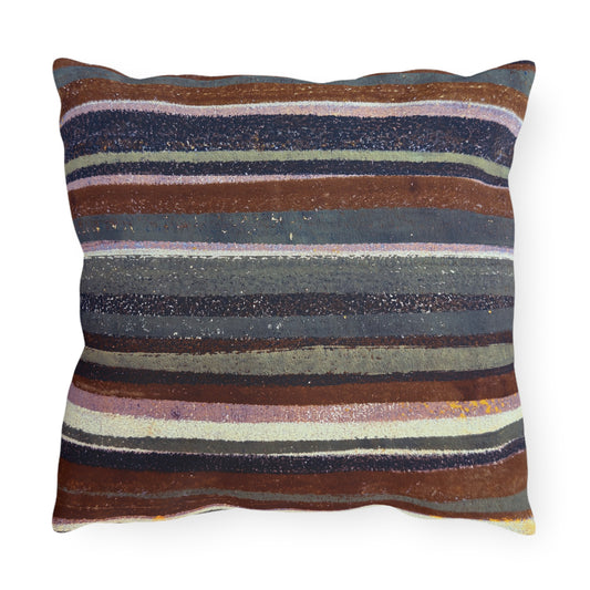 The Outdoor Pillow - Rustic Stripe, Rust and Steel