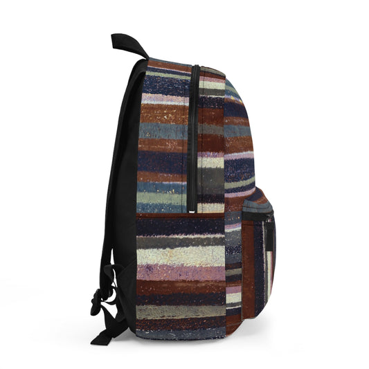The Art On Your Back Pack - Rustic Stripe, Rust and Steel