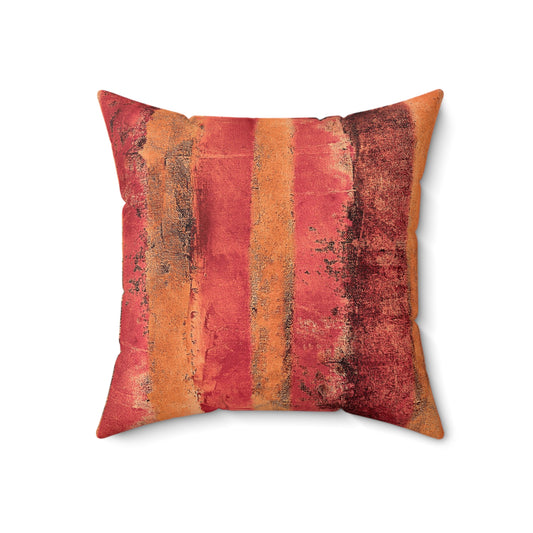 The Faux Suede Pillow - Rustic Stripe, Cactus Flower