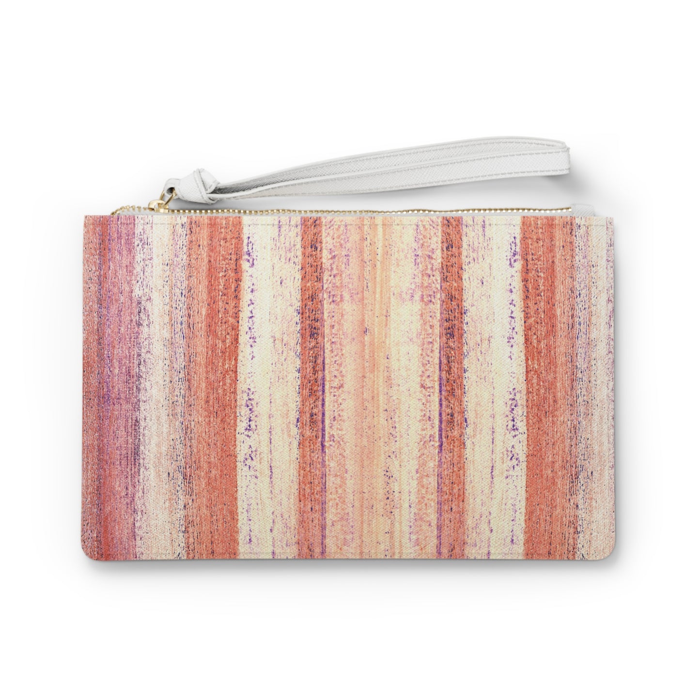 The Vegan Leather Clutch - Rustic Stripe, Nasturtium