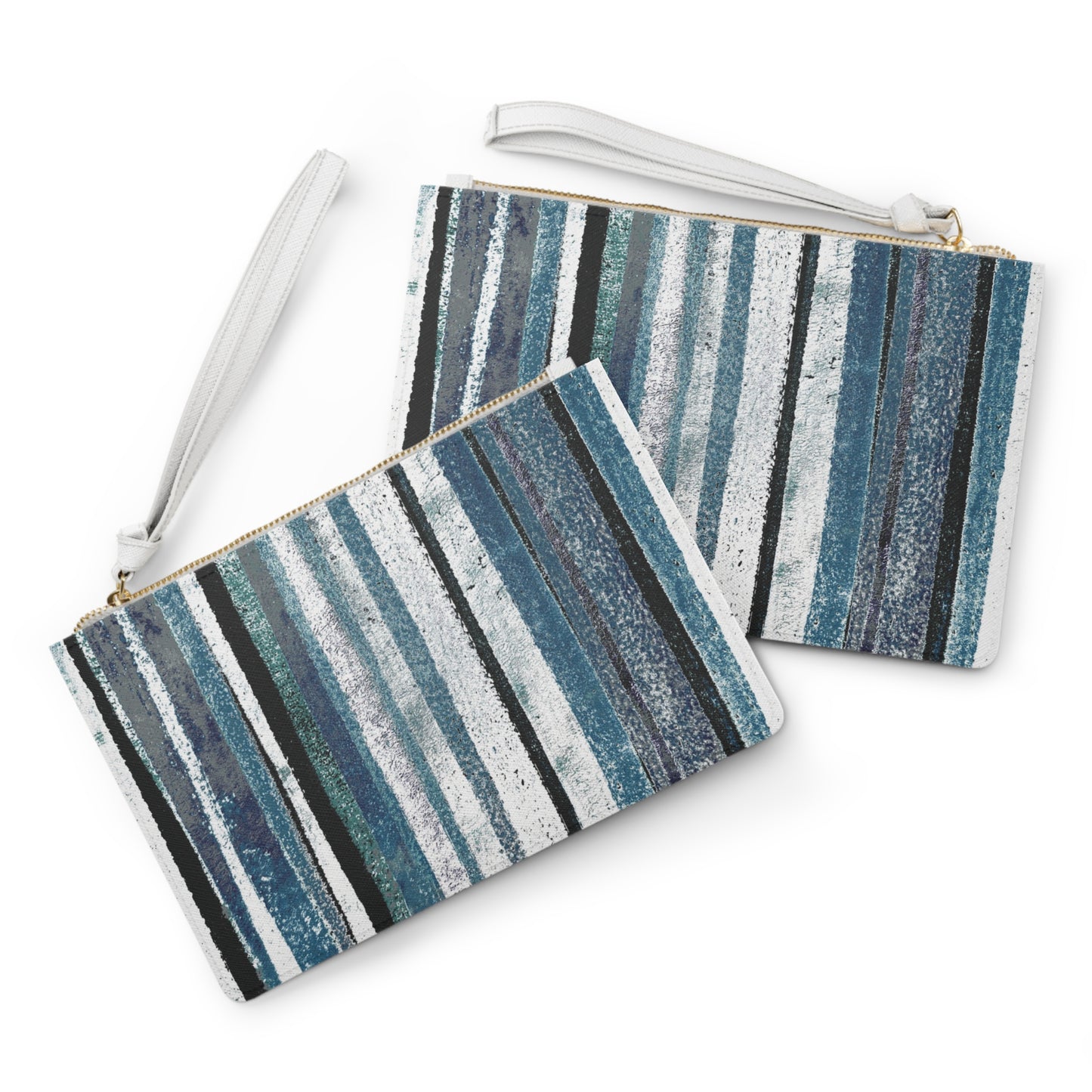 The Vegan Leather Clutch - Rustic Stripe, Marina