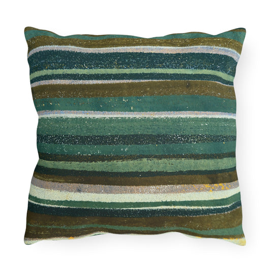 The Outdoor Pillow - Rustic Stripe, Jade