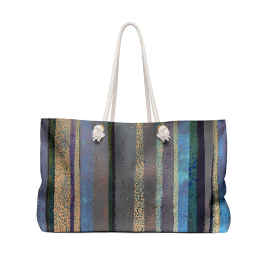The Weekender Bag, Rustic Stripe - Blue Lake