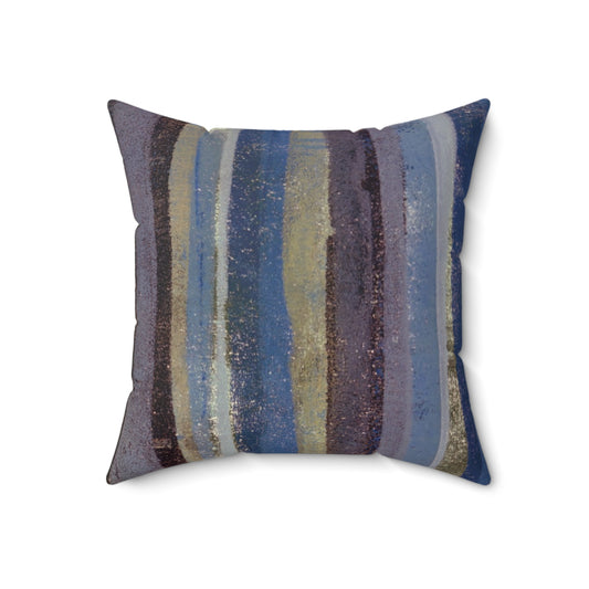The Faux Suede Pillow - Rustic Stripe, Purple Mountains