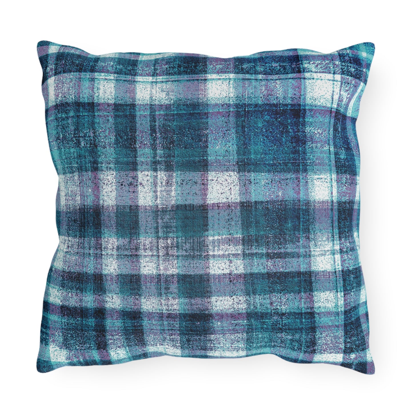 The Outdoor Pillow - Rustic Plaid, Hyacinth