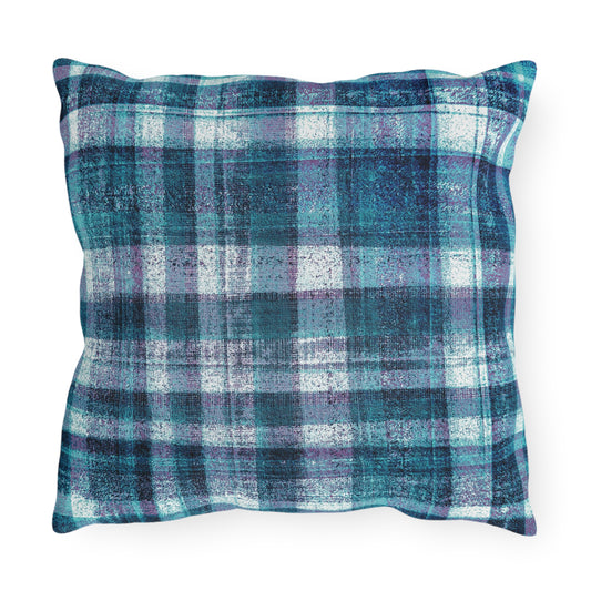 The Outdoor Pillow - Rustic Plaid, Hyacinth