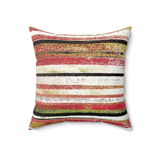 The Faux Suede Pillow - Rustic Stripe, Fiesta