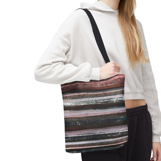 The Everything Tote - Rustic Stripe, Evening Forest