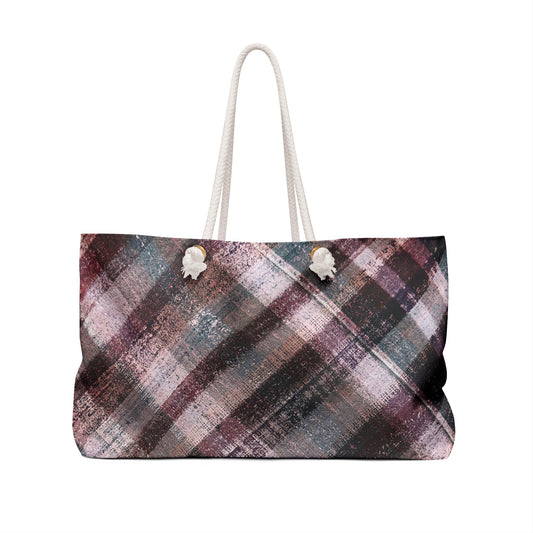 The Weekender Bag - Rustic Plaid, Mulberry