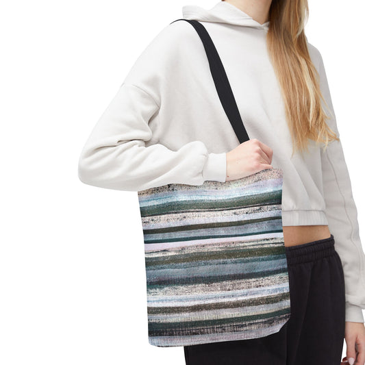 The Everything Tote - Rustic Stripe, Winter Woods