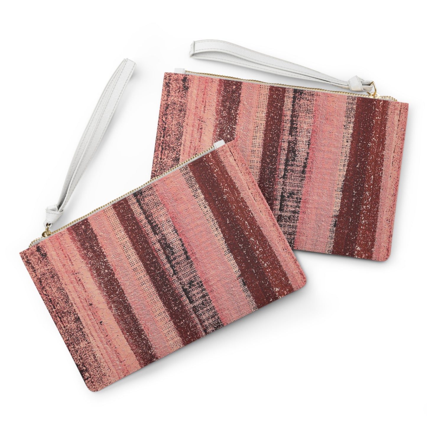 The Vegan Leather Clutch - Rustic Stripe, Rosé All Day