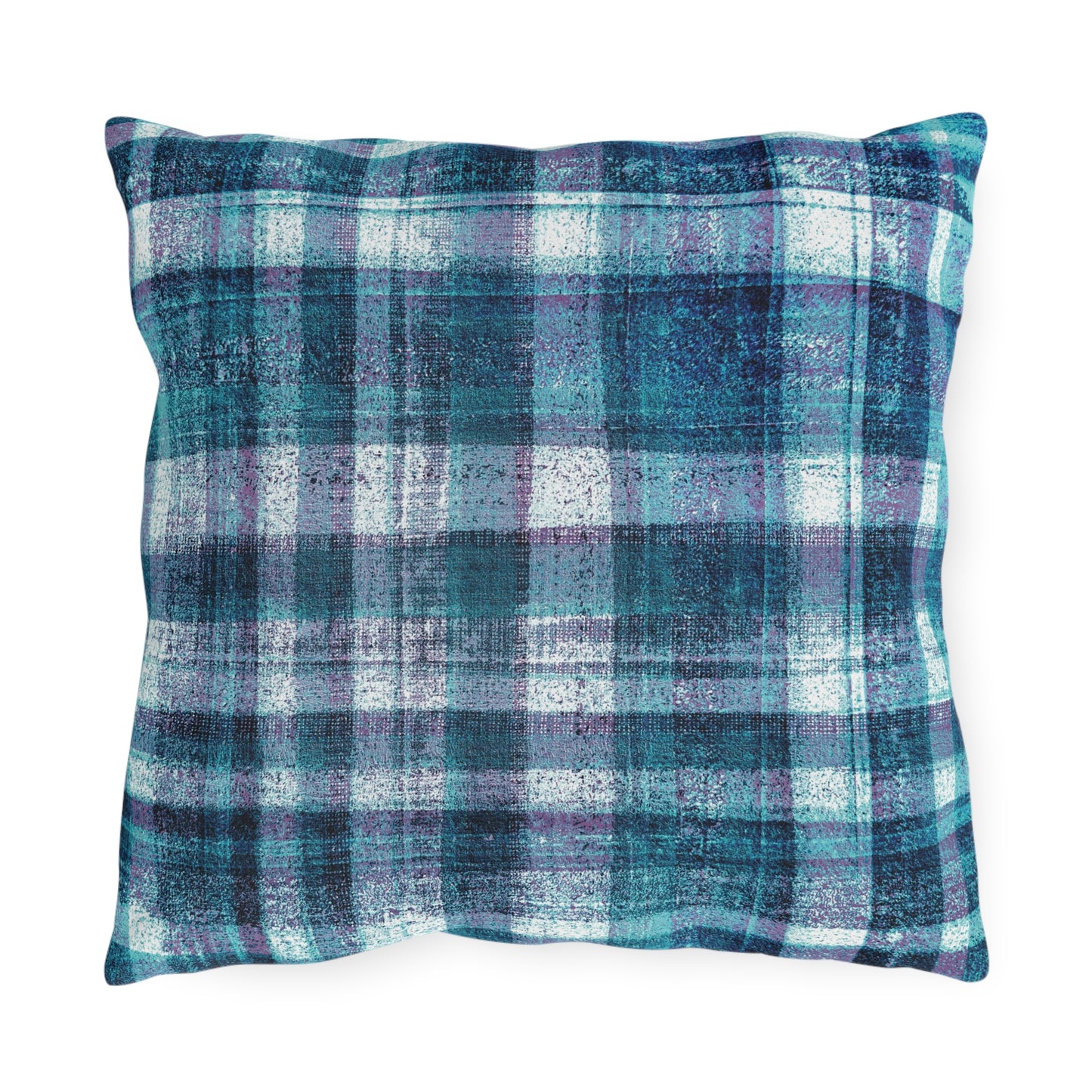 The Outdoor Pillow - Rustic Plaid, Hyacinth