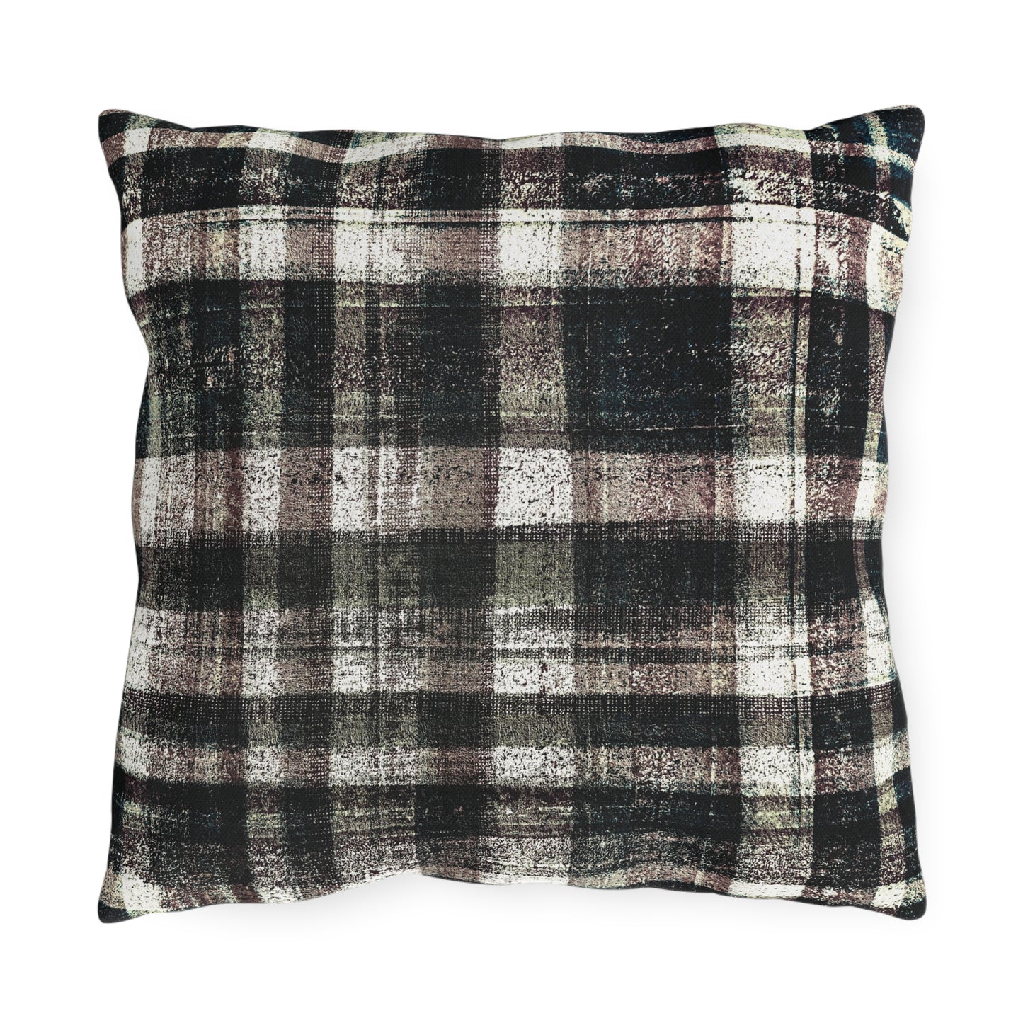 The Outdoor Pillow - Rustic Plaid, Ink