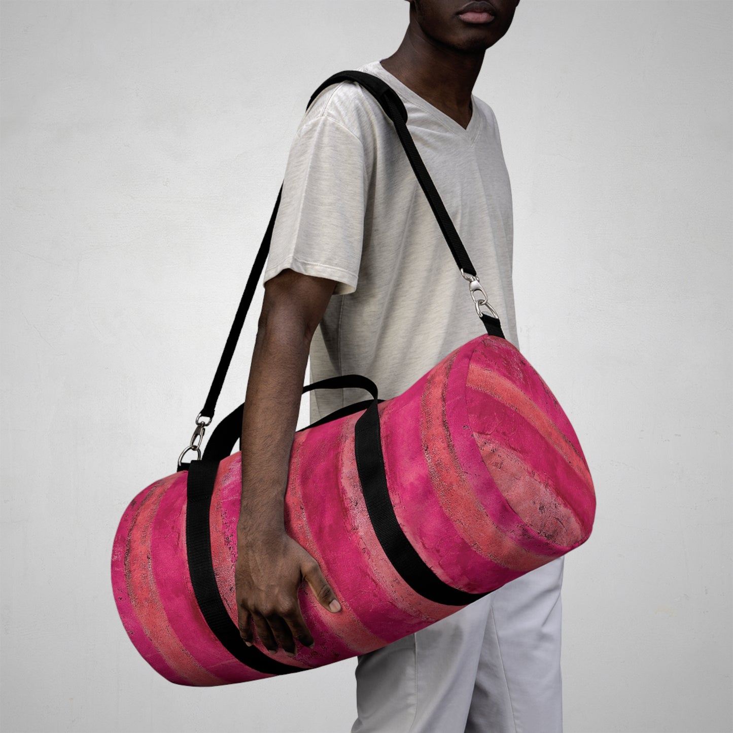 The Durable Duffle Bag - Rustic Stripe, Very Berry