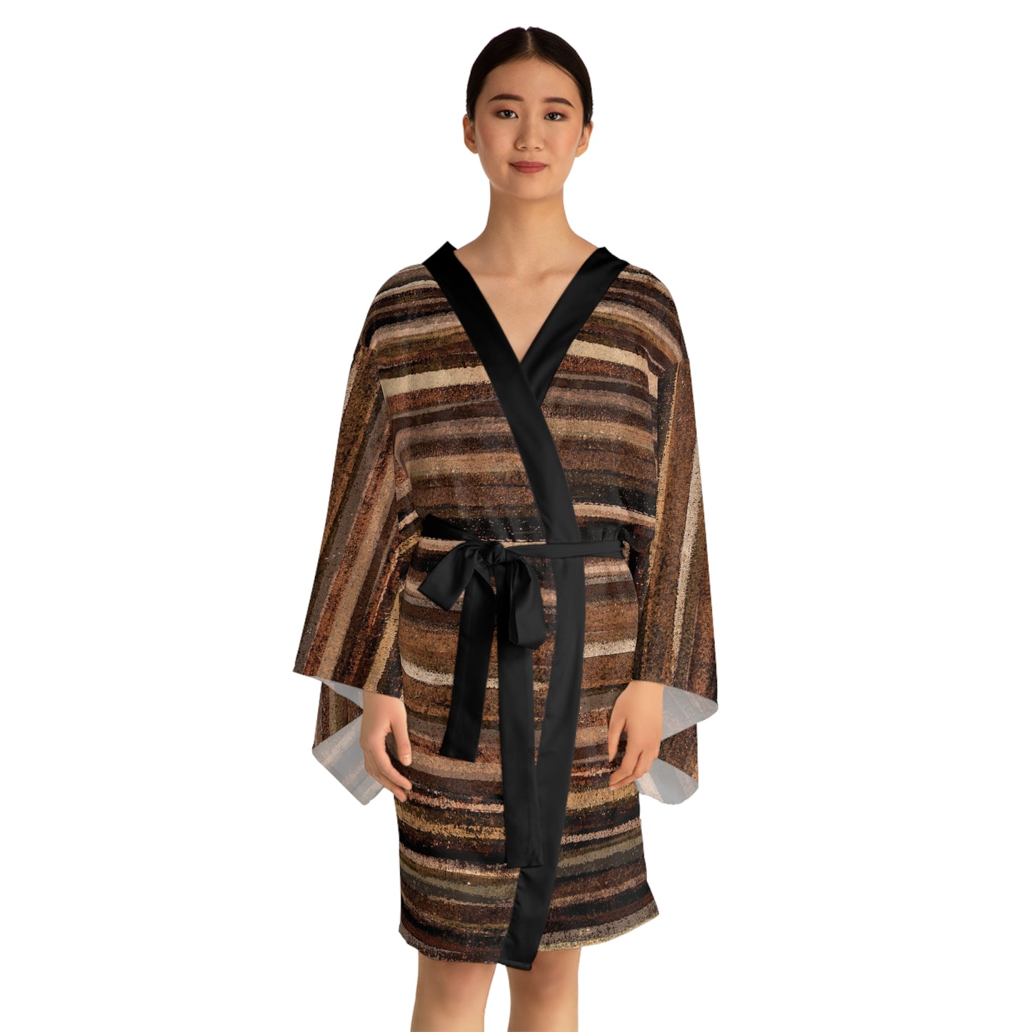 The Chroma Kimono - Rustic Stripe, Sepia