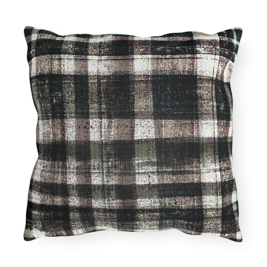 The Outdoor Pillow - Rustic Plaid, Ink