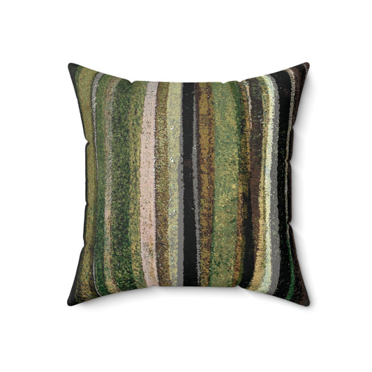 The Faux Suede Pillow - Rustic Stripe, Camper Green