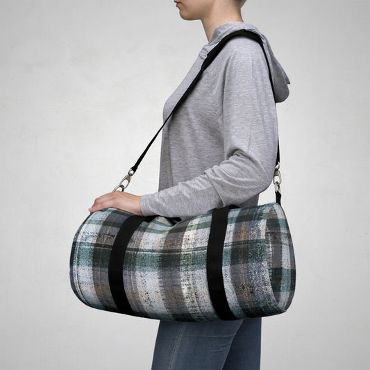 The Durable Duffle Bag - Rustic Plaid, Aquamarine