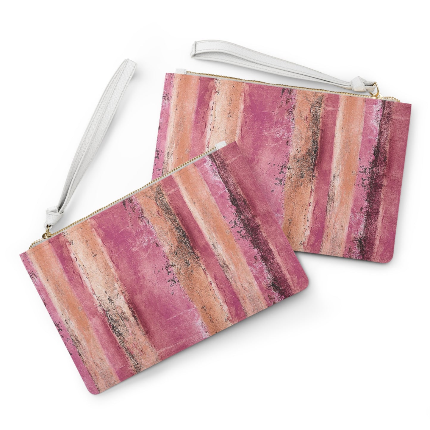 The Vegan Leather Clutch - Rustic Stripe, Sorbet