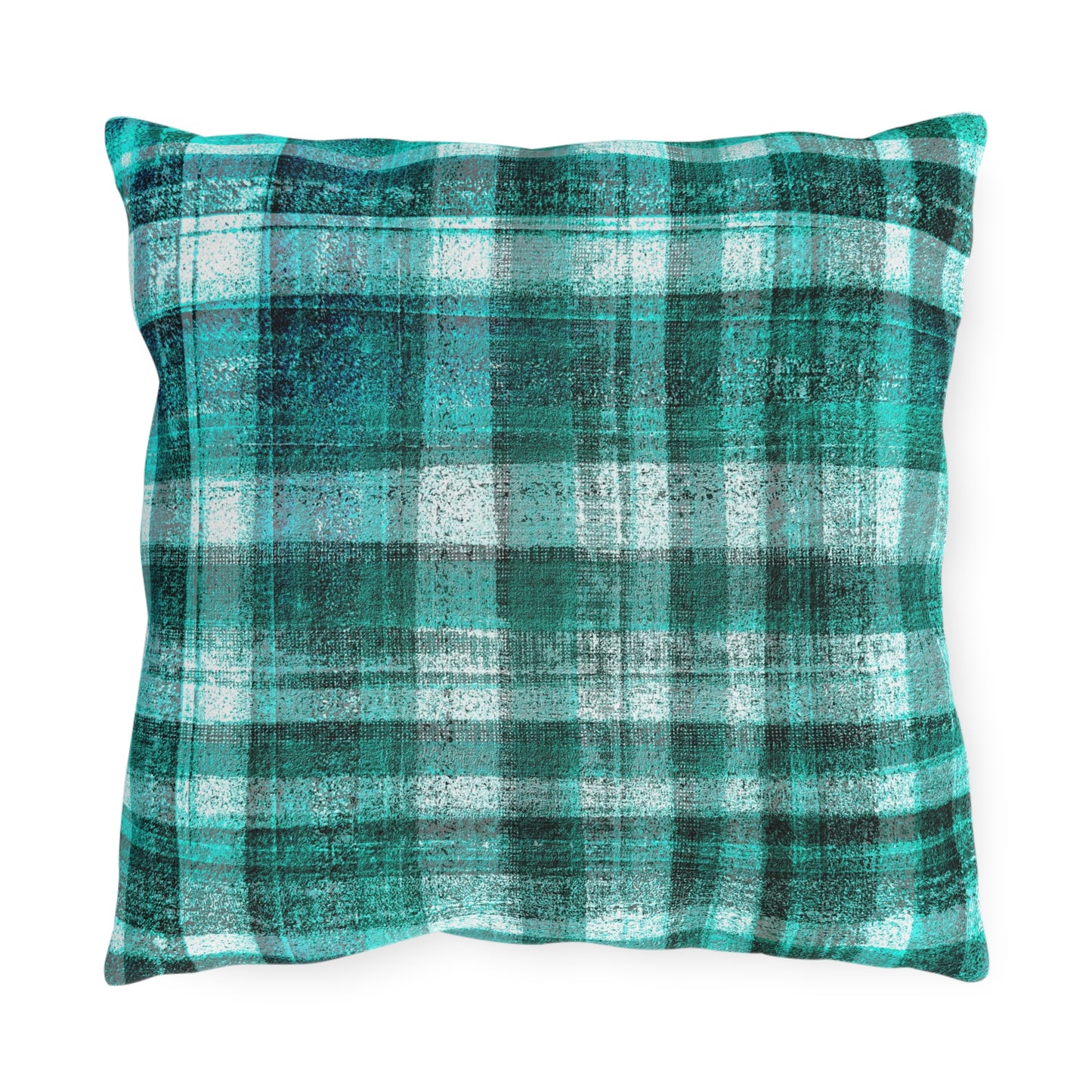 The Outdoor Pillow - Rustic Plaid, Aquamarine