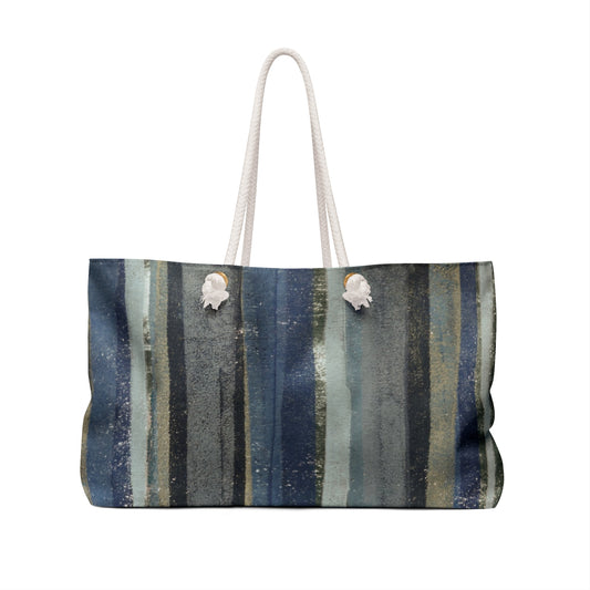 The Weekender Bag, Rustic Stripe - Blue Hill