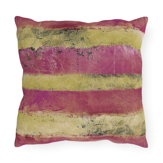 The Outdoor Pillow - Rustic Stripe, Cherry Blossom