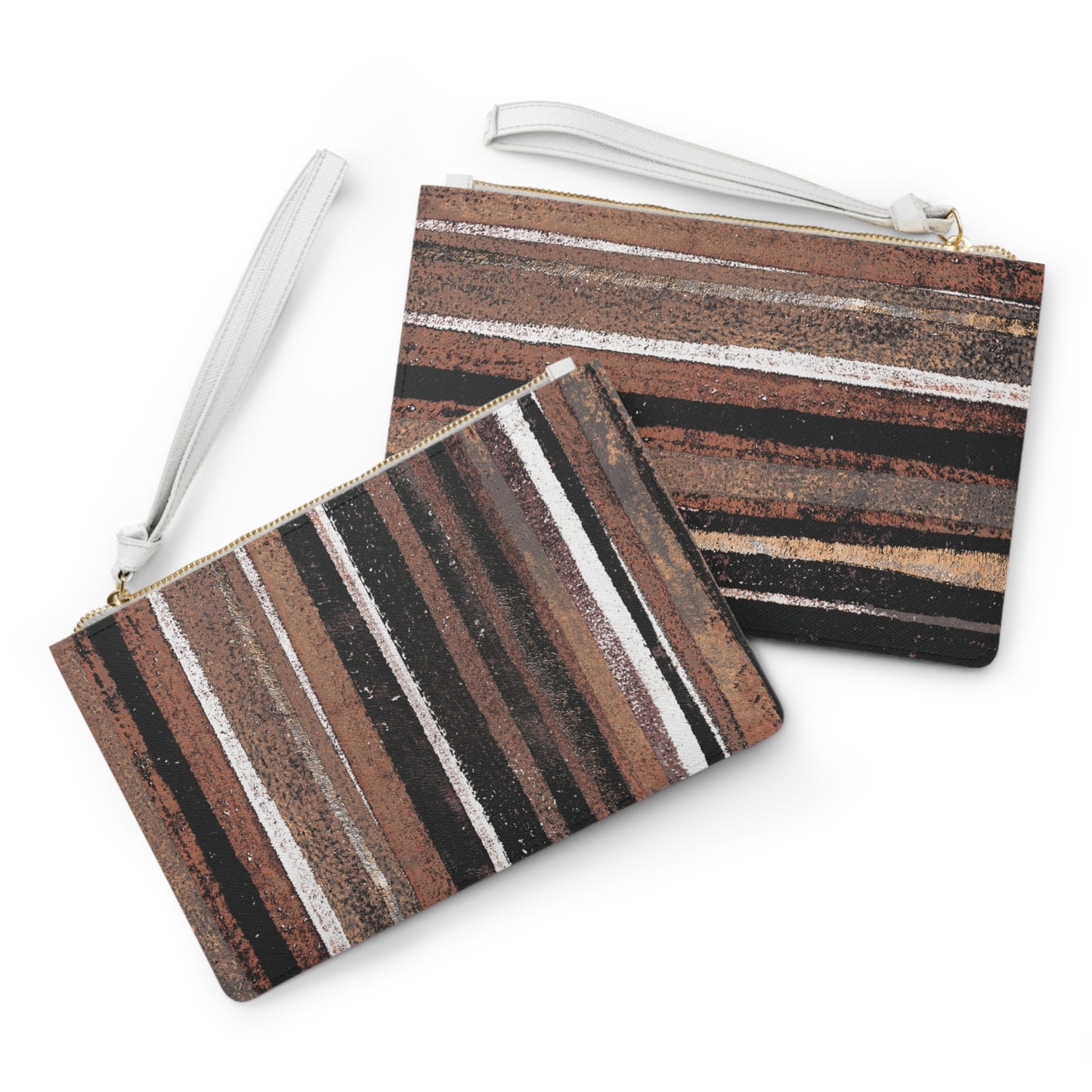 The Vegan Leather Clutch - Rustic Stripe, Copper Hills
