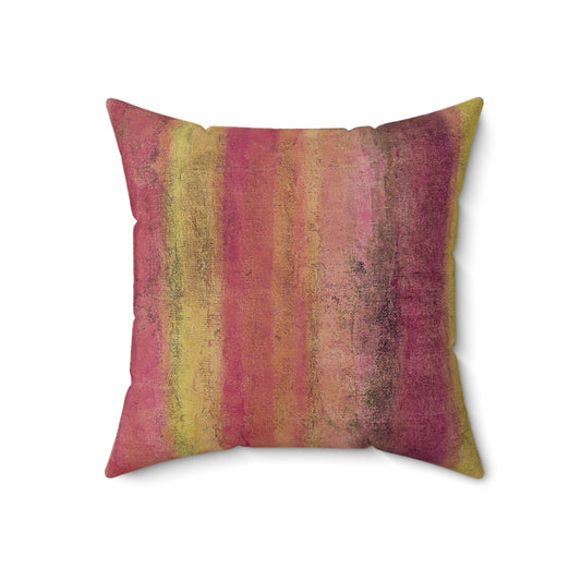 The Faux Suede Pillow - Rustic Stripe, Pink Lemonade