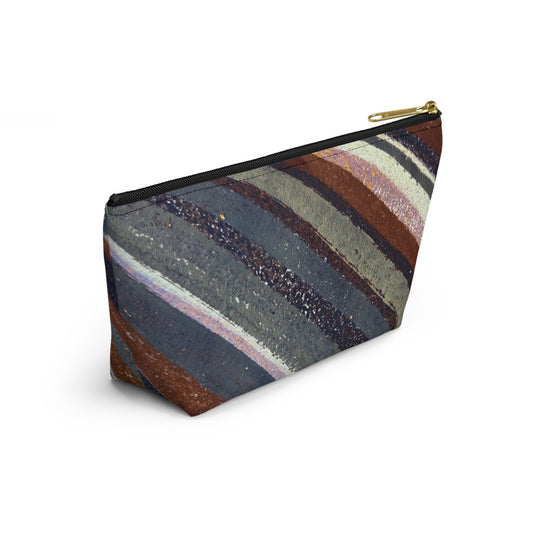 The Accessory Pouch - Rustic Stripe, Rust and Steel