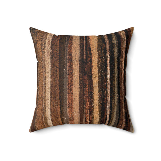 The Faux Suede Pillow - Rustic Stripe, Sepia