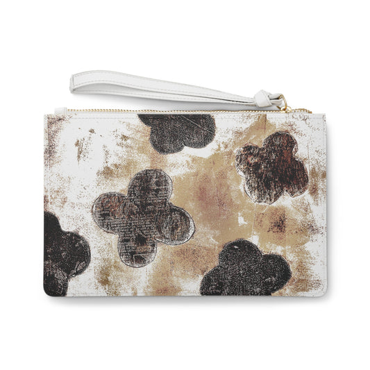 The Vegan Leather Clutch - Bloom, Sepia