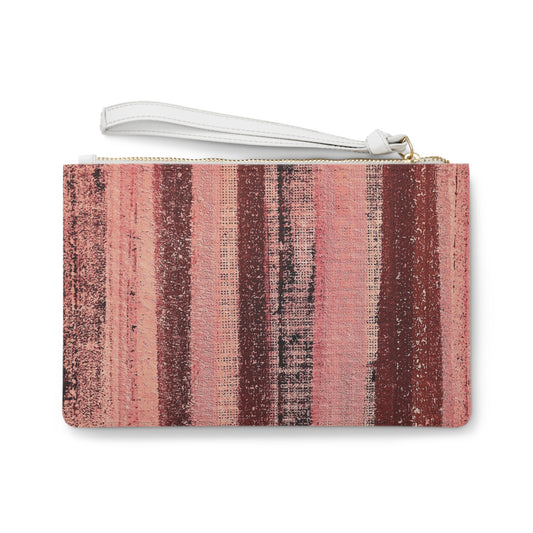 The Vegan Leather Clutch - Rustic Stripe, Rosé All Day